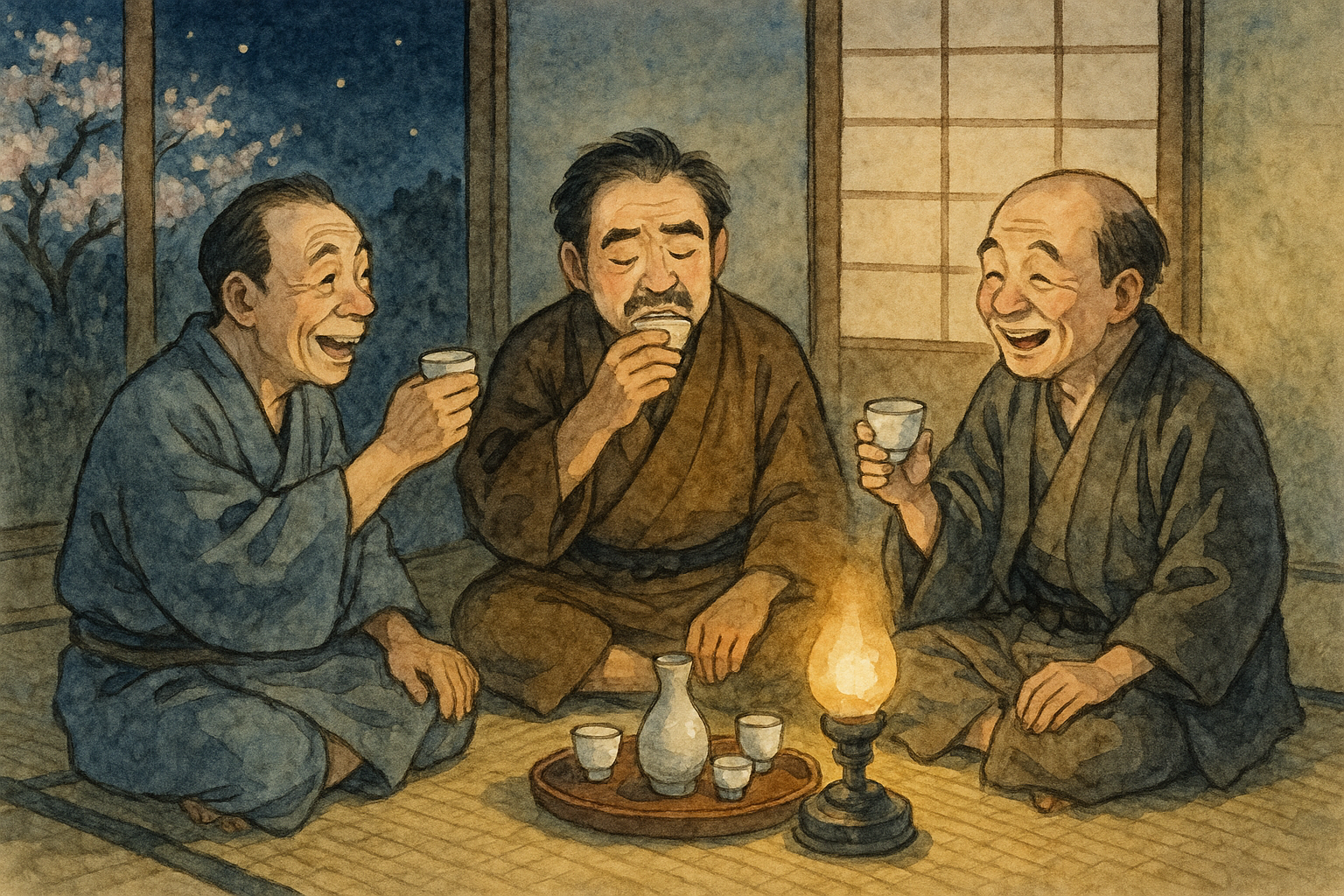 Father drinking with friends